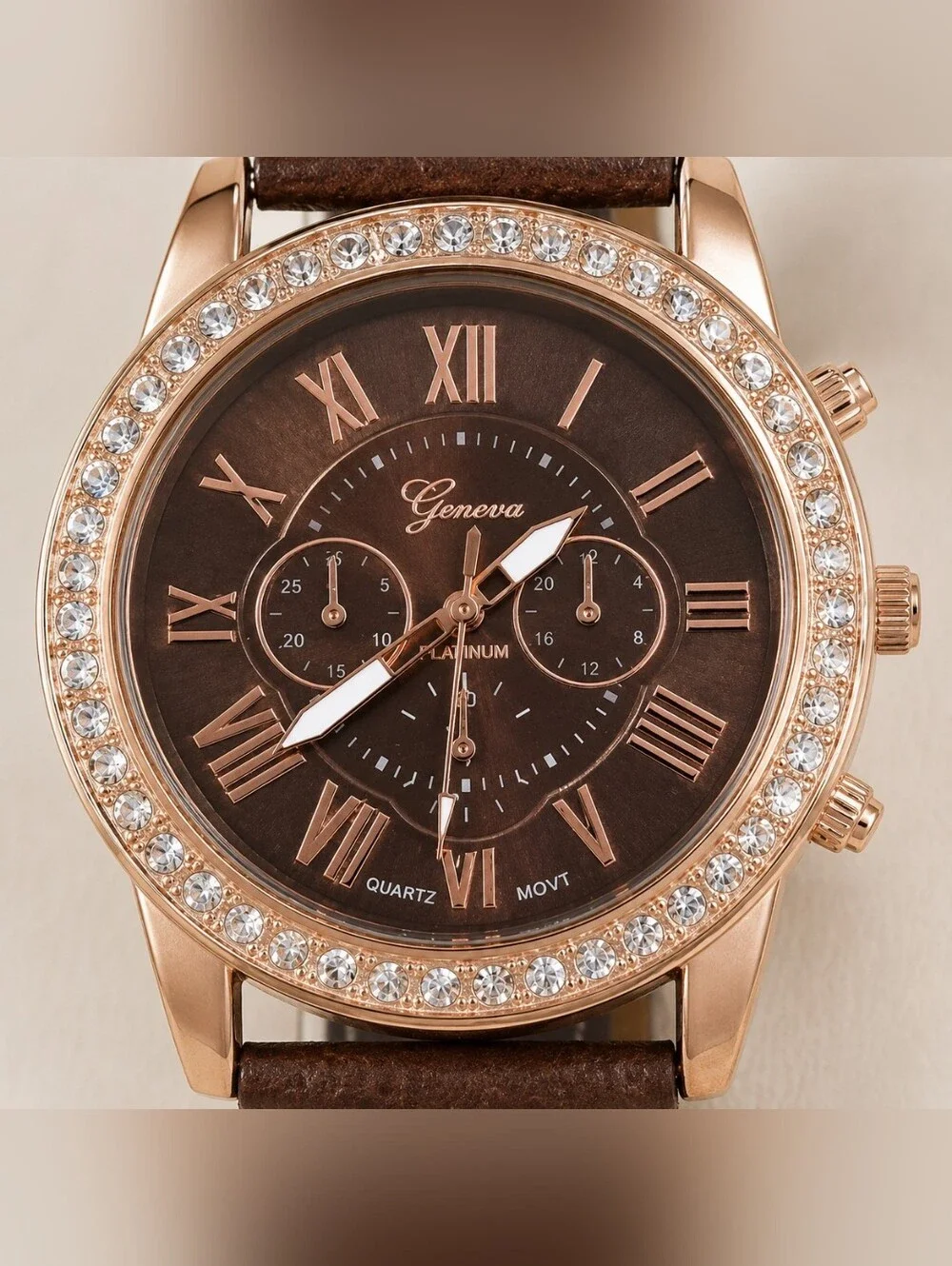 Geneva Quartz Rose Gold Wrist Watch